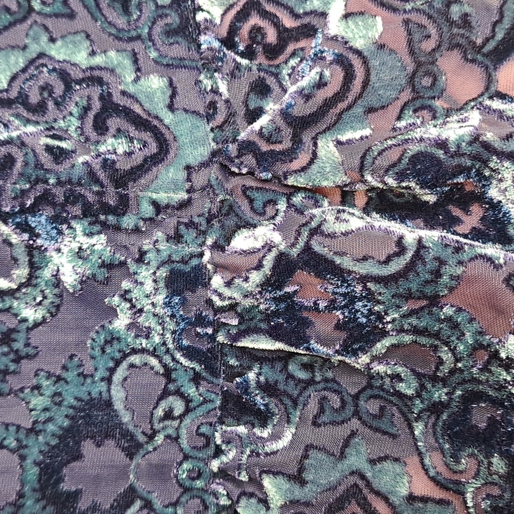 Faded Glory Purple Blue Floral Velvet Blouse 3/4 Sleeve XXL - Picture 9 of 16